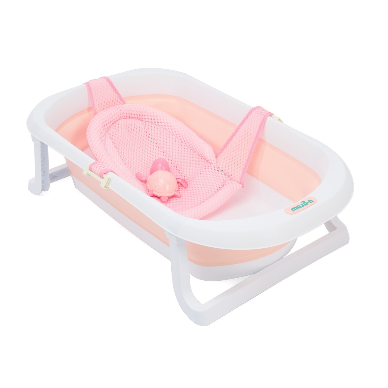 Cadita pliabila cu reductor detasabil si termometru U-grow, 78x25x21 cm, plastic, roz - imagine 4